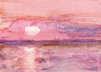 "Monona Sunset 2" by Charlene Zabawski, Madison  WI - Watercolor